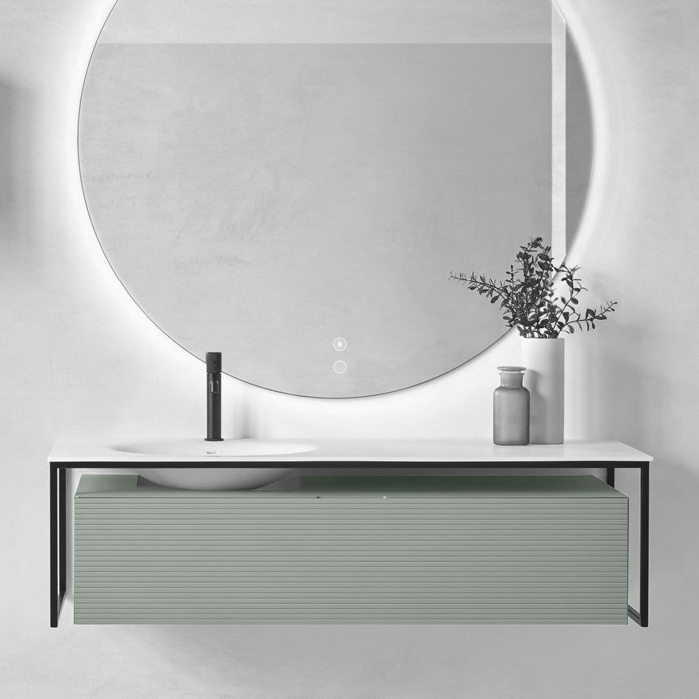 Fargo Caisson de Meuble avec Vasque décentré Larg. 130CM Gris Aloé