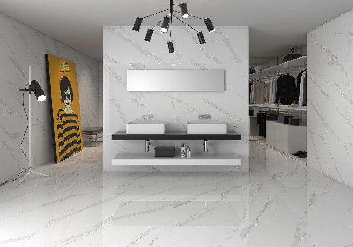 GEOTILES CERAMICA EFFET MARBRE STATUARY BLANCO 60X120 POLISHED TILES