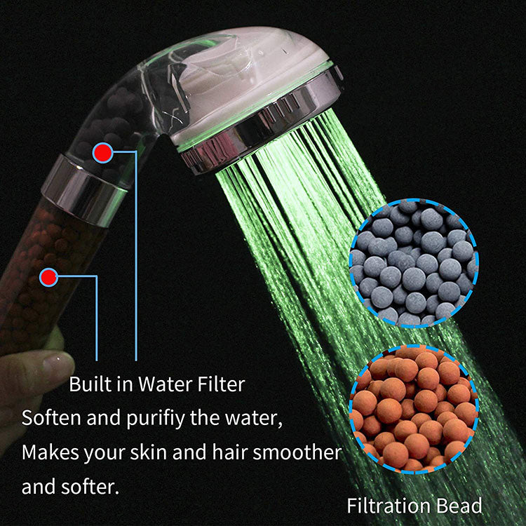 Pommeau de douche led a economie de perles purifiantes