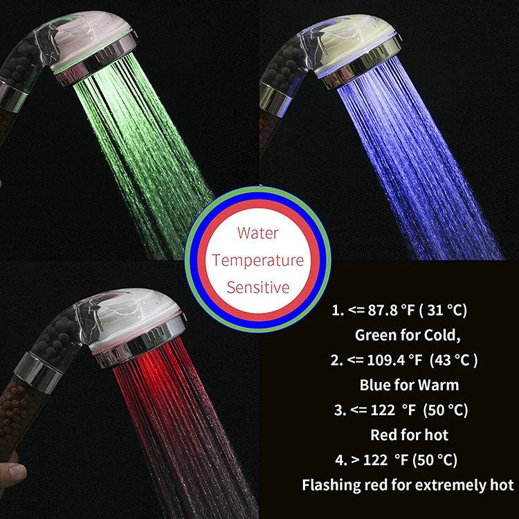 Pommeau de douche led a economie de perles purifiantes