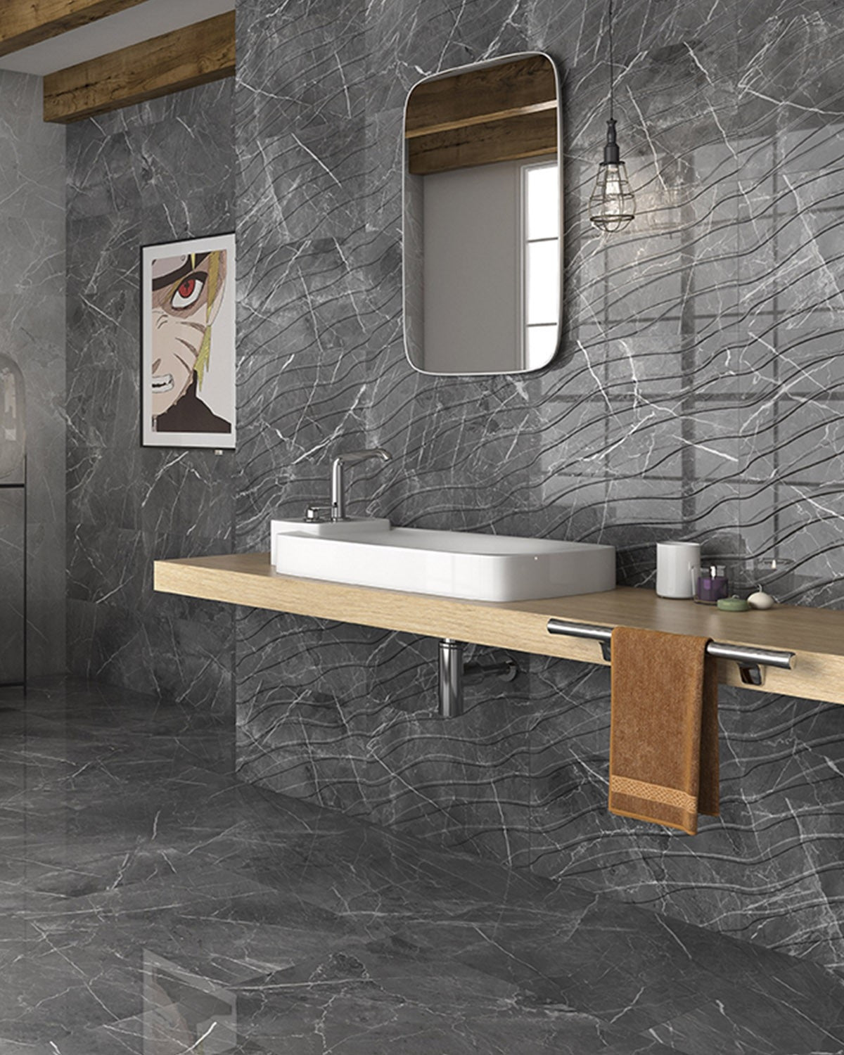 FAÏENCE PÂTE ROUGE BRILLANT EFFET MARBRE GEOTILES NAVIA GRIS 33,3x55 ( 1.84/m²)