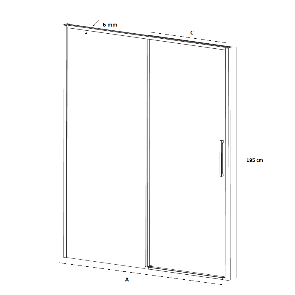 Paroi de douche fixe + porte coulissante DELTA 100 4 couleurs disponibles