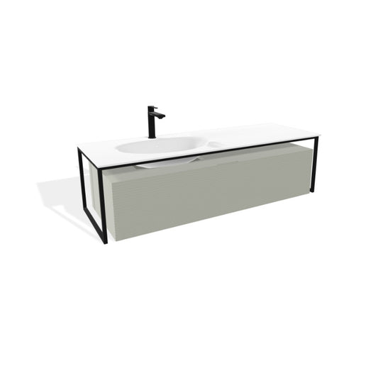 Fargo Caisson de Meuble avec Vasque décentré Larg. 130CM Gris Aloé