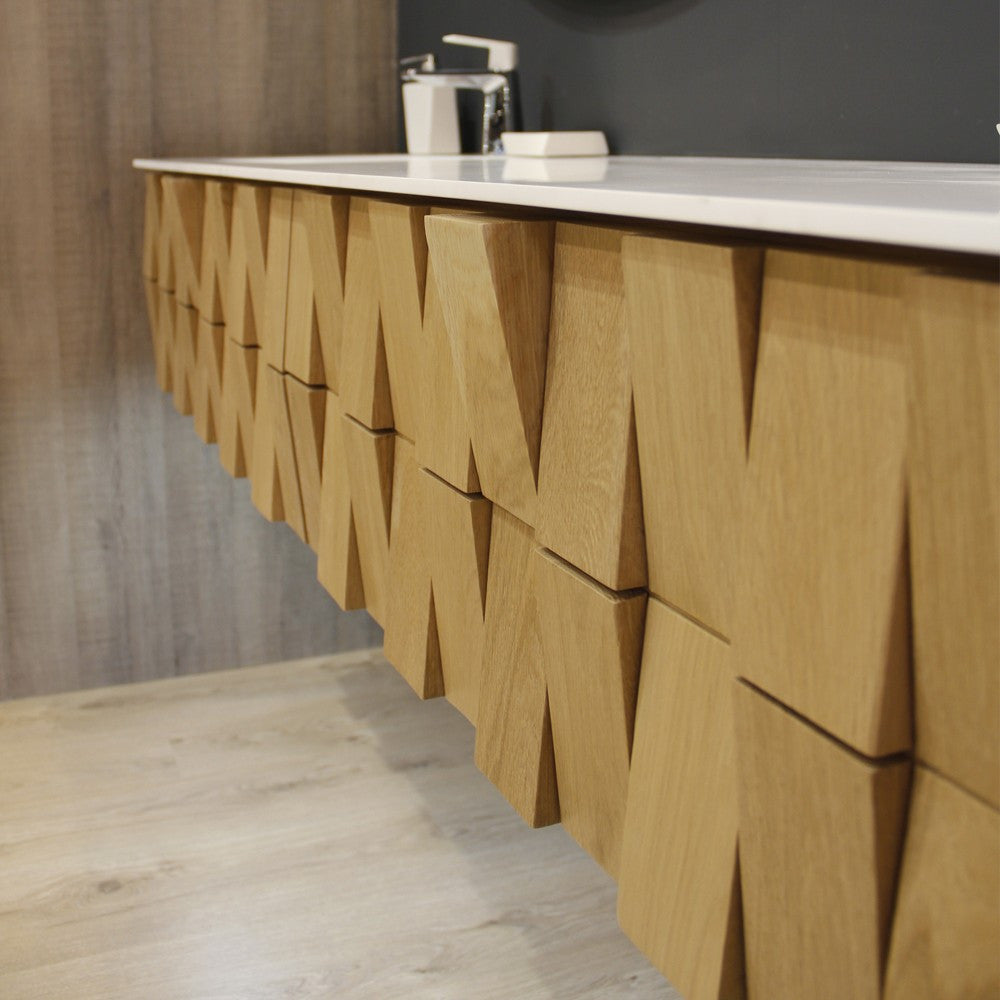 Stratège Caisson de Meuble avec Vasque Larg. 90CM Chêne Massif