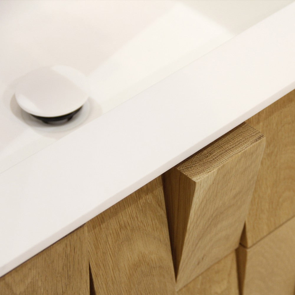 Stratège Caisson de Meuble avec Vasque Larg. 138CM Chêne Massif