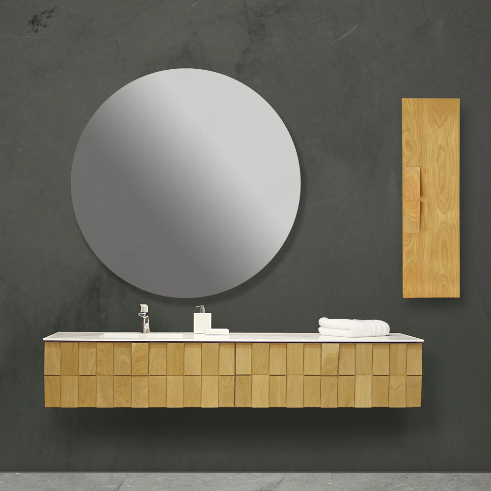 Stratège Caisson de Meuble avec Vasque Larg. 138CM Chêne Massif