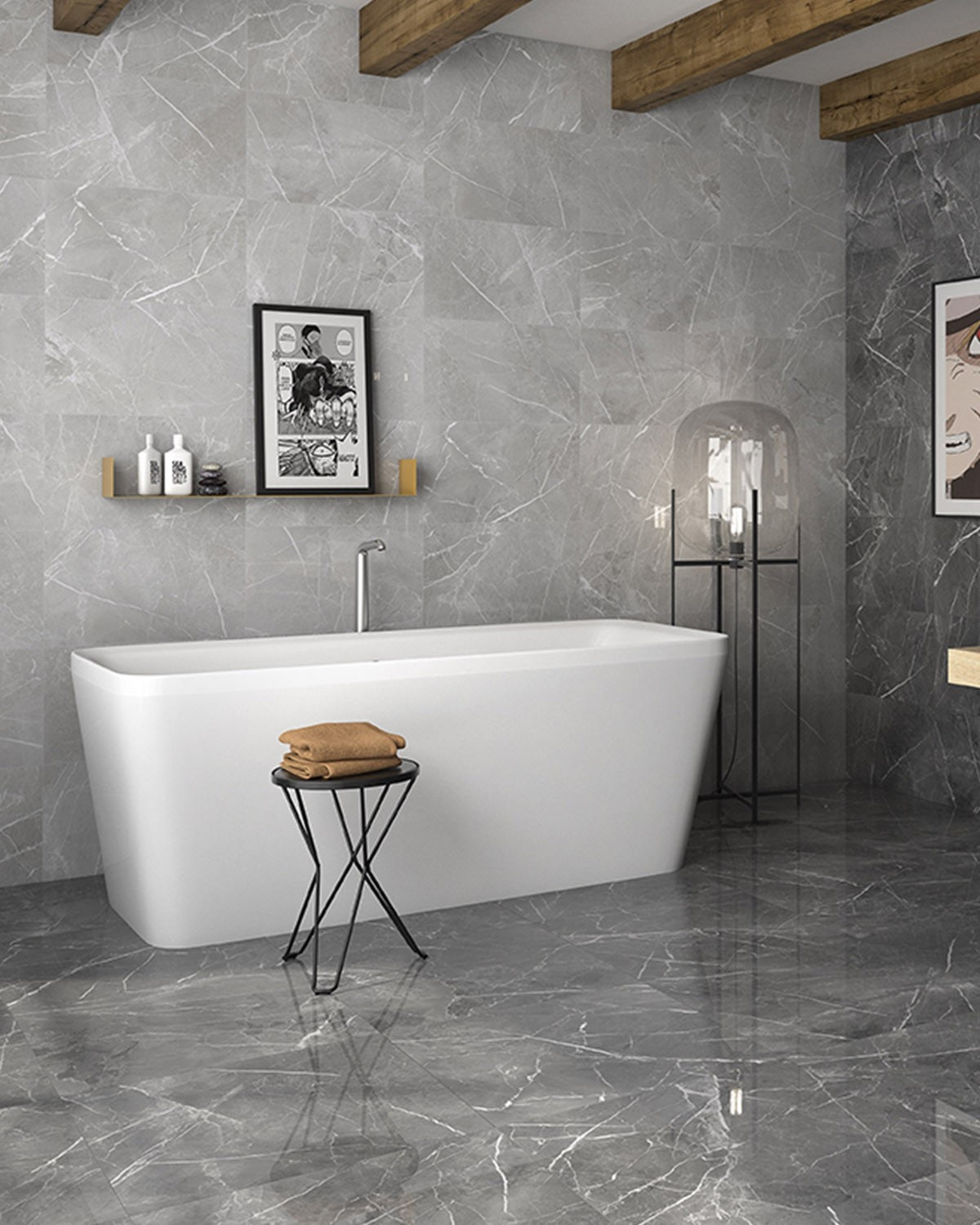 FAÏENCE PÂTE ROUGE BRILLANT EFFET MARBRE GEOTILES NAVIA GRIS 33,3x55   ( 1.84/m²)