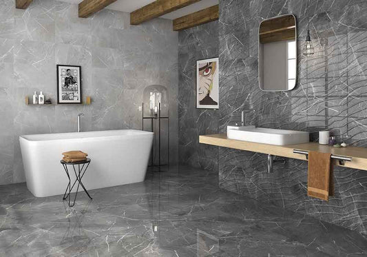 FAÏENCE PÂTE ROUGE BRILLANT EFFET MARBRE GEOTILES RLV NAVIA GRIS 33,3x55 (1.84/m²)