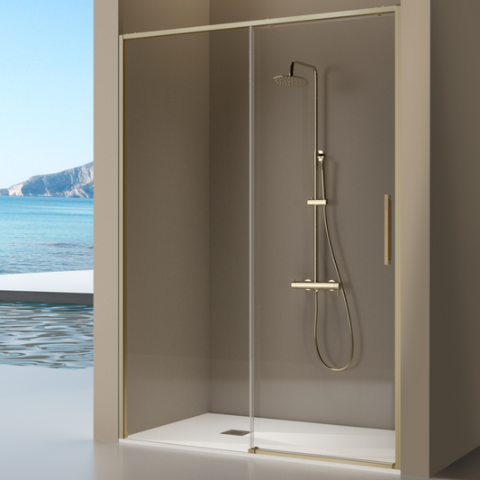 Paroi de douche fixe + porte coulissante DELTA 100 4 couleurs disponibles
